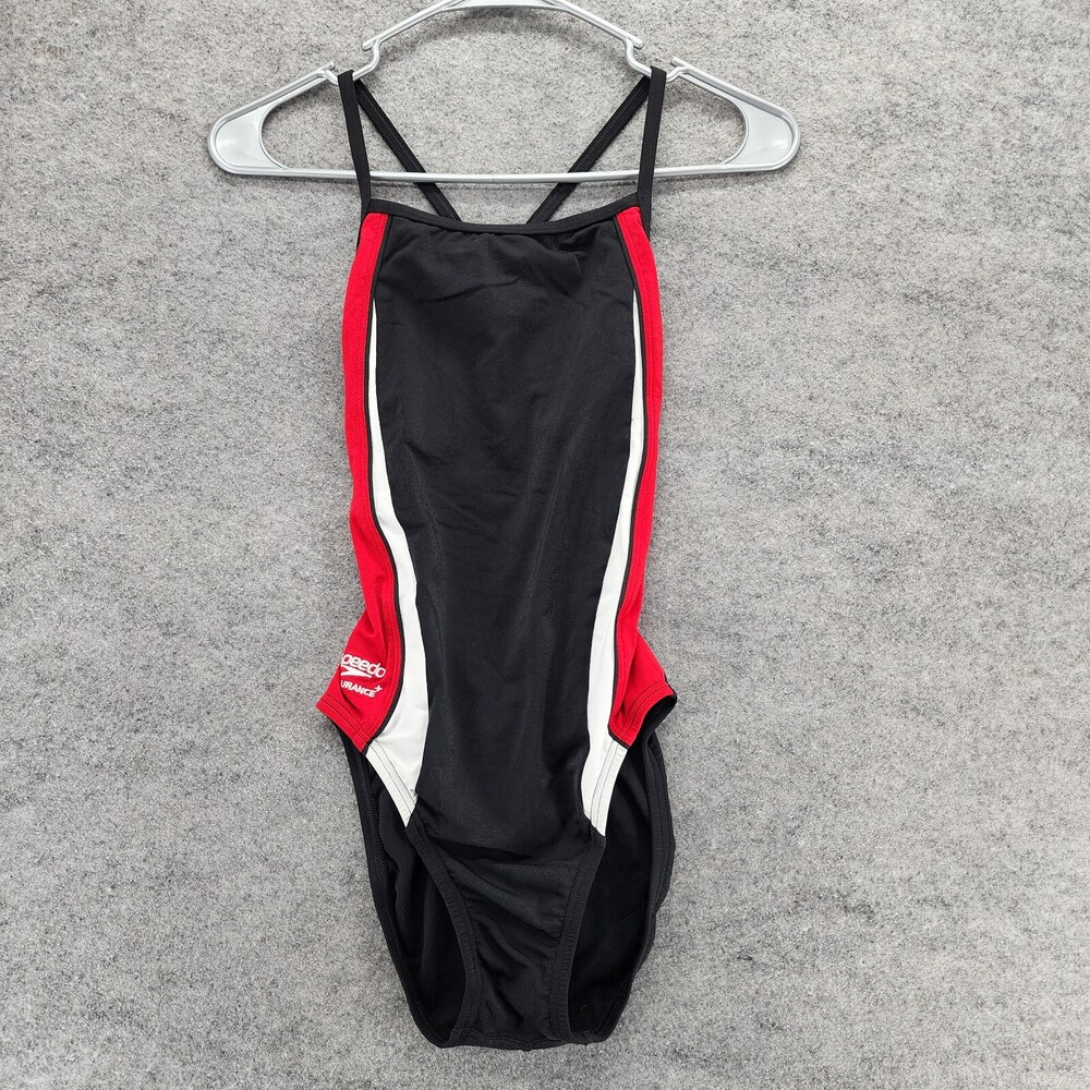 Speedo One Piece Swimsuit Womens 30 Endurance Black Red